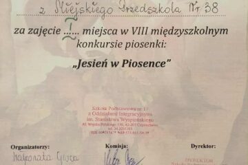 I miejsce w Konkursie Piosenki